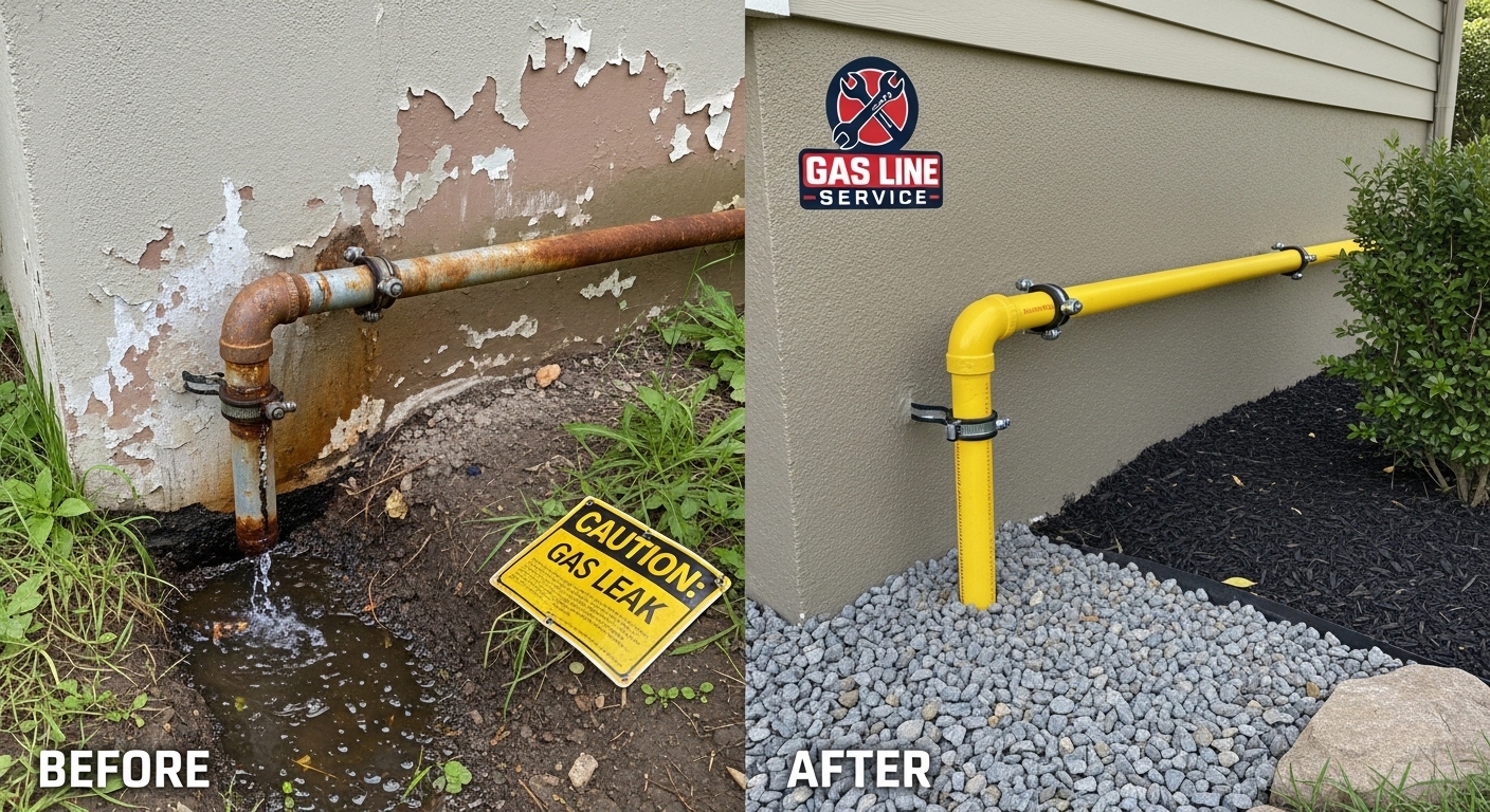 Before and After Gas Line Repair and Replacement — Stanley Auro Plumbing Aurora CO