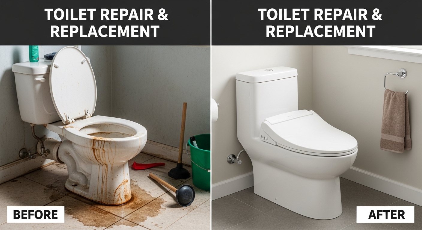 Before and After Toilet Repair and Replacement in Aurora CO — Stanley Auro Plumbing
