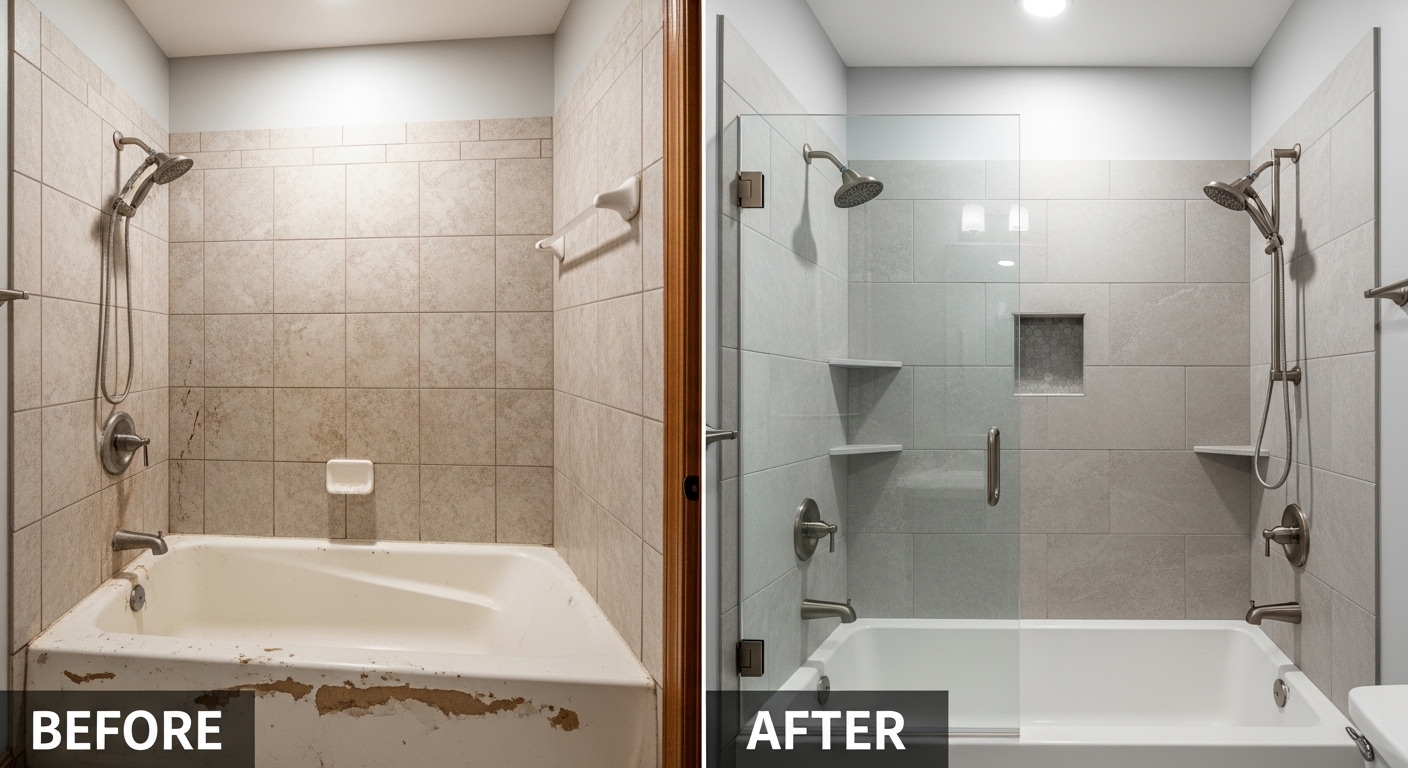Before and After Tub-to-Shower Conversion in Aurora CO — Stanley Auro Plumbing