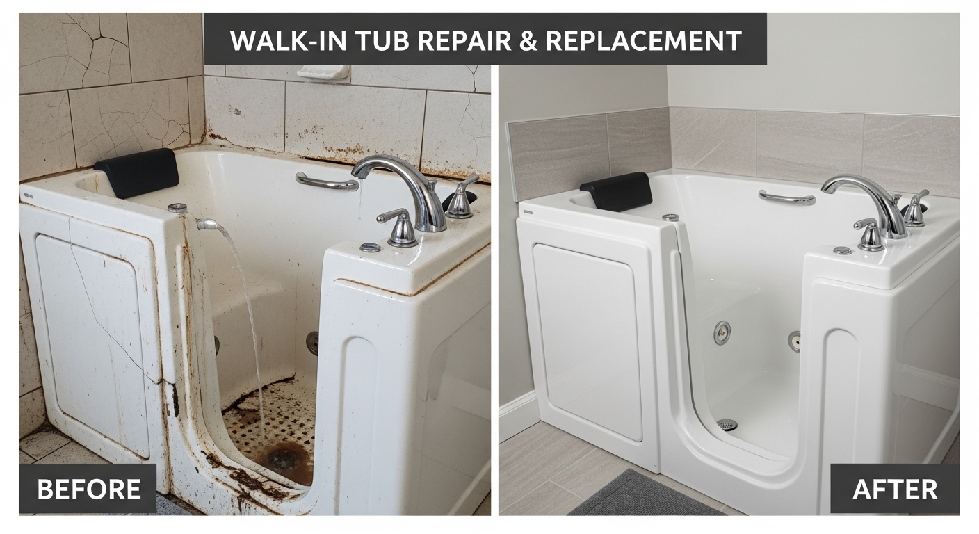 Before and After Walk-In Tub Replacement in Aurora CO — Stanley Auro Plumbing