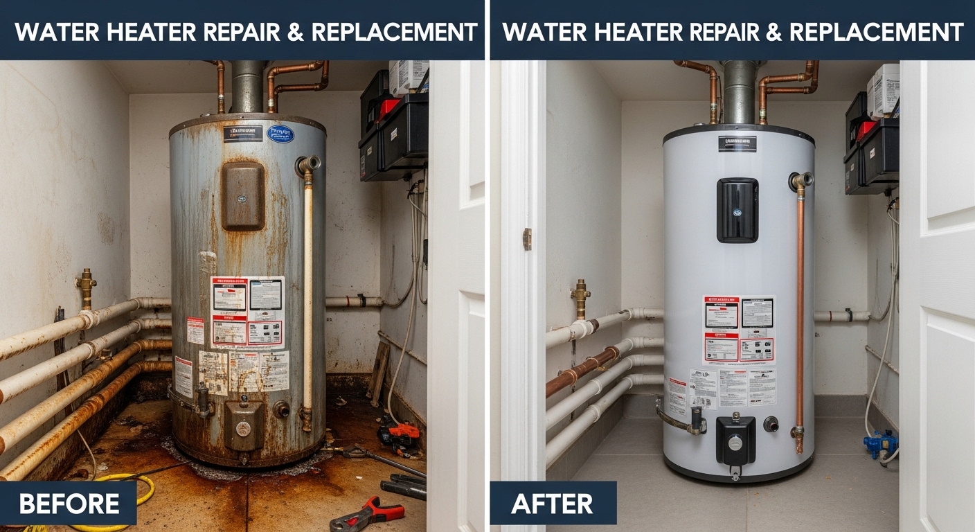 Before and After Water Heater Repair and Replacement in Aurora CO — Stanley Auro Plumbing
