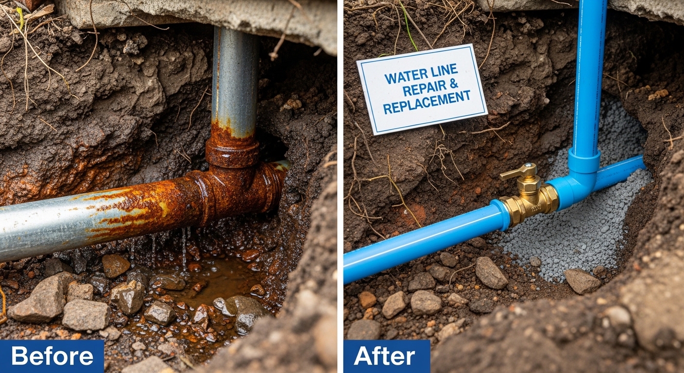 Before and After Water Line Repair and Replacement in Aurora CO — Stanley Auro Plumbing