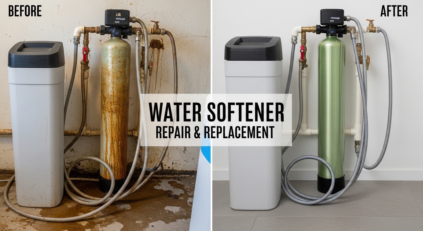 Before and After Water Softener Repair and Replacement in Aurora CO — Stanley Auro Plumbing